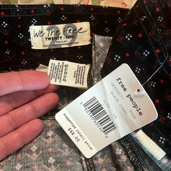 Y2K Vibe FREE PEOPLE sz 32 JOANI Cozy Graphic Corduroy Mini ButtonFront $68 NEW - Picture 10 of 14